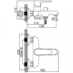 Смеситель для ванны Ledeme H77 L3277