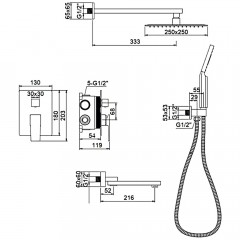 Душевая система встраиваемая Ledeme H78 L2478-2