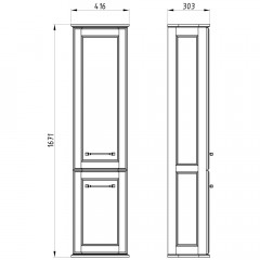 Пенал ASB-Woodline Венеция 40 белый массив ясеня