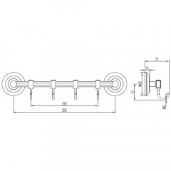 Планка с 4-мя крючками Ledeme L204-4