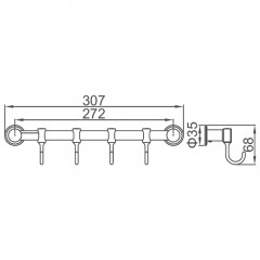 Планка с 4-мя крючками Ledeme L205-4