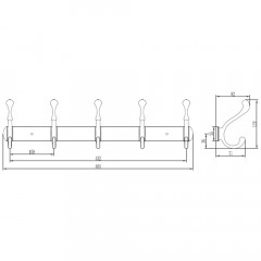 Планка с 5-ю крючками Ledeme L214-5