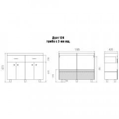 Тумба под раковину Misty Дуэт 120 (2 ящика) П-Ду061202я01-1