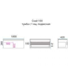 Тумба под раковину Misty Скай 100 подвесная П-Ска01100-011