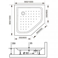 Поддон акриловый RGW Acryl LUX/TN-TR 90x90 16180599-41