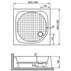 Поддон акриловый RGW Acryl LUX/TN 80x80 16180188-21