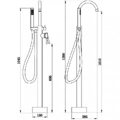 Смеситель для ванны напольный Boch Mann Braies brush nickel BM8922