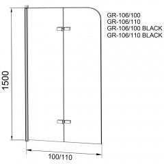 Шторка на ванну Grossman GR-106100BLACK