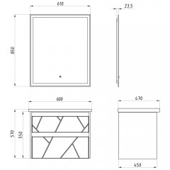 Тумба с раковиной ASB-Mebel Диана 60 белый