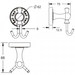 Крючок двойной Rose RG1021Q