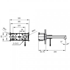 Смеситель для раковины встраиваемый AltroBagno Intento 010502 Cr