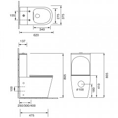 Унитаз SantiLine SL-5014SM-BD с функцией биде и смесителем