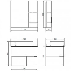 Комплект мебели Comforty Штутгарт 75 дуб тёмно-коричневый (раковина T-Y9378)