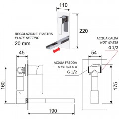 Смеситель для раковины встраиваемый Remer Qubika Cascata QC14