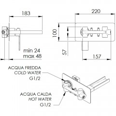 Смеситель для раковины встраиваемый Remer Qubika Cascata QC15