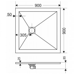 Поддон из искусственного камня Grossman Strong 90x90 GR-S29090Q