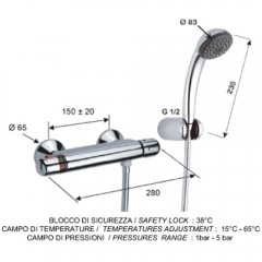 Смеситель для душа Remer Thermo H39D термостат