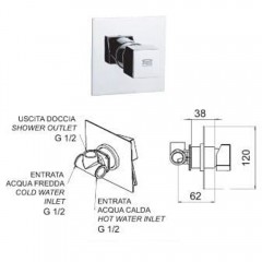 Смеситель для душа встраиваемый Remer SQ3 S303 термостат