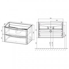 Тумба под раковину Vincea Paola 800 R.Wood VMC-2P800RW