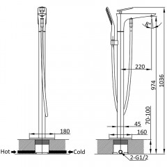 Смеситель для ванны напольный Vincea VTF-102CH