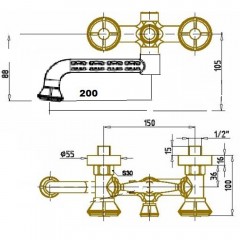 Смеситель для ванны Bronze de Luxe Royal 10119P