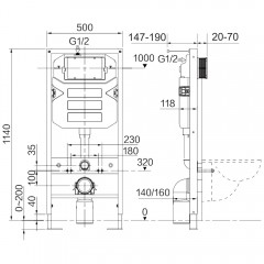 Инсталляция для подвесного унитаза Ceramica Nova Envision CN1002W с кнопкой смыва