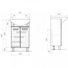 Тумба с раковиной Volna Joli 50.2D напольная