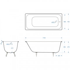 Ванна чугунная Delice France Aurora 170x75 DLR230606