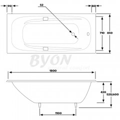 Ванна чугунная Byon Ide 180x85x42 с ручками