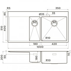 Мойка кухонная Omoikiri Akisame 100-2-IN-R