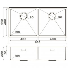 Мойка кухонная Omoikiri Taki 86-2-U/IF-IN