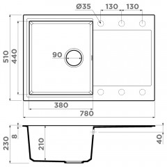 Мойка кухонная Omoikiri Daisen 78T-WH