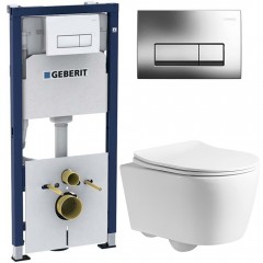 Инсталляция Geberit 458.128.21.1 + унитаз Cerutti Sella aria PP CT9738 безободковый с сиденьем