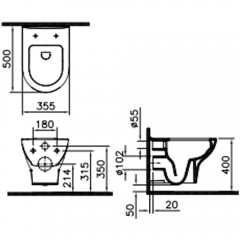 Унитаз подвесной VitrA Zentrum Round 7786B003-0075 безободковый