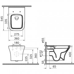 Унитаз подвесной VitrA Zentrum Square 7484B003-0075 безободковый