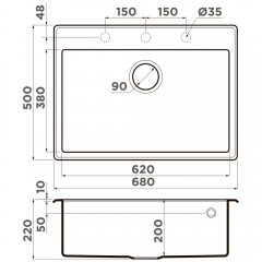 Мойка кухонная Omoikiri Tedori 68-BE
