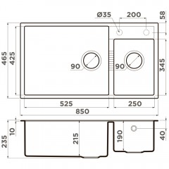 Мойка кухонная Omoikiri Tedori 85-2-U-DC