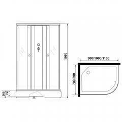 Душевая кабина Niagara Promo P90/80/26L/MT/BK