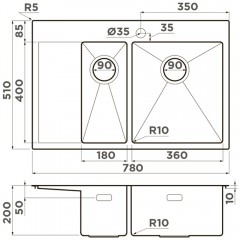 Мойка кухонная Omoikiri Akisame 78-2-IN-R