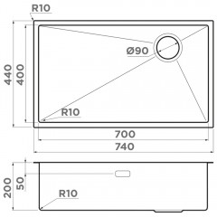 Мойка кухонная Omoikiri Taki 74-U/IF-Side-GB