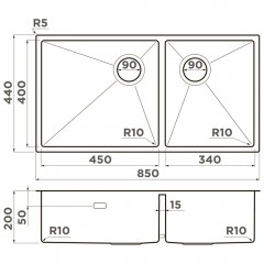 Мойка кухонная Omoikiri Taki 85-2-LB-U/IF-Side-LG