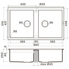 Мойка кухонная Omoikiri Kitagawa 86-2-GB