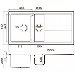 Мойка кухонная Omoikiri Kitagawa 100-2-WH