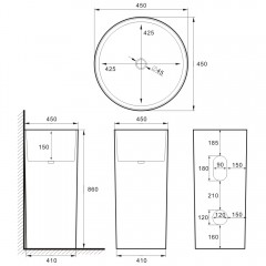 Раковина-моноблок напольная SantiLine SL-4014MB