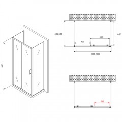 Душевое ограждение Abber Schwarzer Diamant AG30100B-S50B-S50B