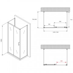 Душевое ограждение Abber Schwarzer Diamant AG30130B-S80B-S80B