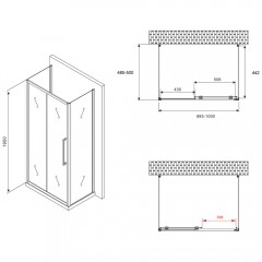 Душевое ограждение Abber Schwarzer Diamant AG30100BH-S50B-S50B