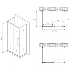 Душевое ограждение Abber Schwarzer Diamant AG30100BH-S75B-S75B