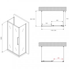 Душевое ограждение Abber Schwarzer Diamant AG30120BH-S100B-S100B