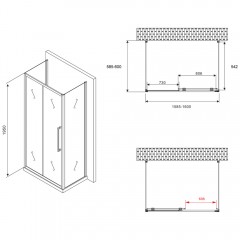 Душевое ограждение Abber Schwarzer Diamant AG30160BH-S60B-S60B